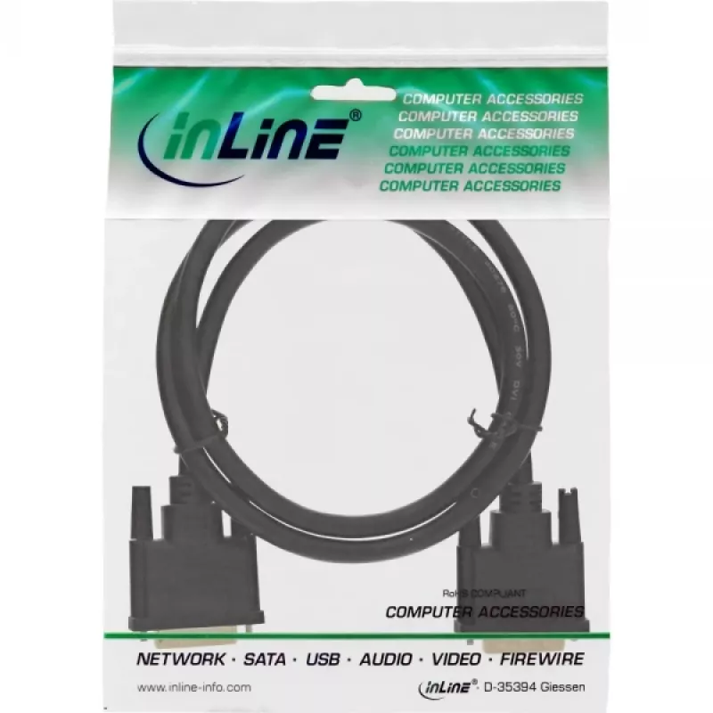DVI-D laidas Premium 24+1 vyriškas / vyriškas Dual Link paauksuotas 1m InLine 17771P