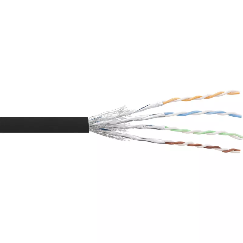 InLine komutacinis kabelis S/FTP PiMF Cat.6 Juoda AWG27 PVC CU 100m