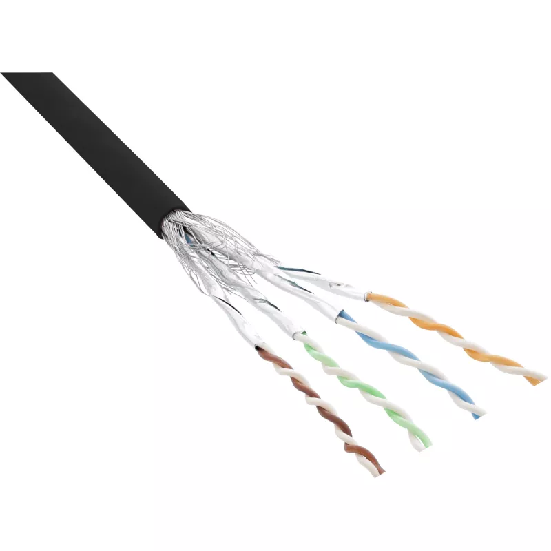 InLine komutacinis kabelis S/FTP PiMF Cat.6 Juoda AWG27 PVC CU 100m
