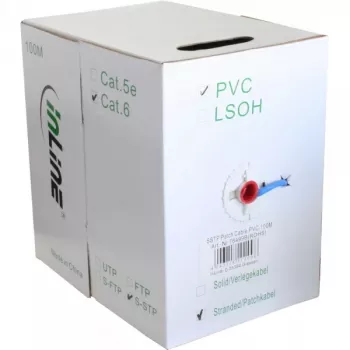 Ethernet komutacinis kabelis InLine Cat6 S/FTP PiMF AWG27 PVC, 100 m, mėlynas