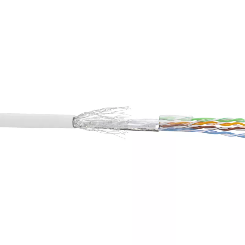 InLine komutacinis kabelis SF/UTP Cat.5e AWG26 CCA PVC baltas 100m
