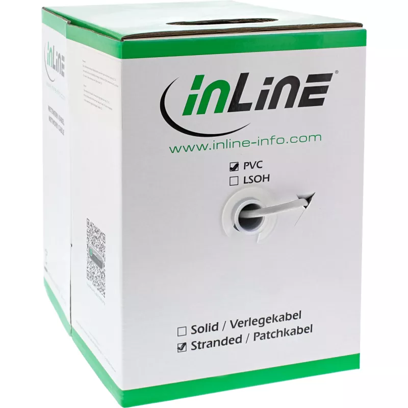 InLine komutacinis kabelis SF/UTP Cat.5e AWG26 CCA PVC baltas 100m