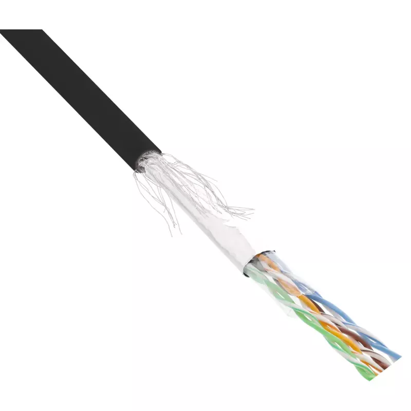 InLine komutacinis kabelis SF/UTP Cat.5e AWG26 CCA PVC juodas 100m