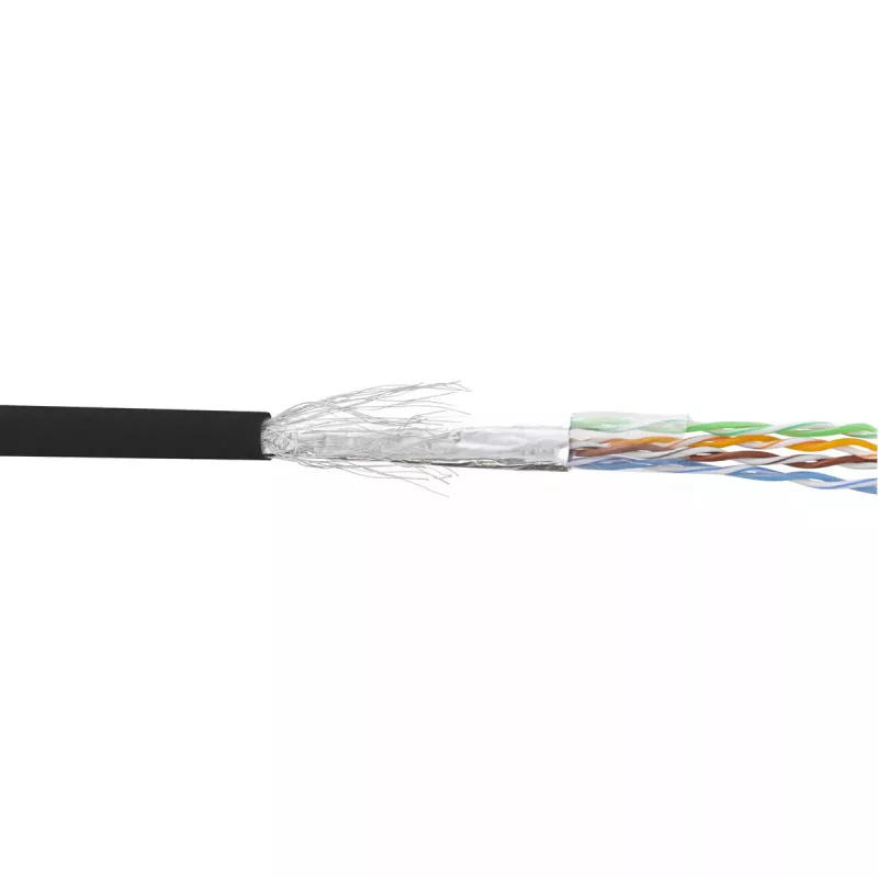InLine komutacinis kabelis SF/UTP Cat.5e AWG26 CCA PVC juodas 100m