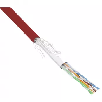 InLine komutacinis kabelis SF/UTP Cat.5e AWG26 CCA PVC raudonas 100 m