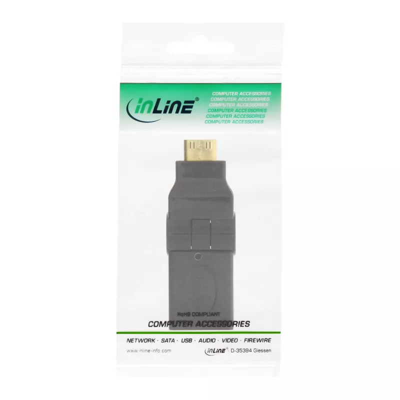 HDMI adapteris InLine 17690M HDMI A lizdas / HDMI C kištukas pasukamas auksuotas