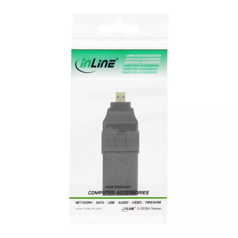 HDMI adapteris A tipo lizdas / D tipo kištukas, pasukamas, auksuotas InLine 17690L