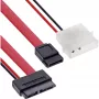 InLine Slimline SATA kabelis, plonas SATA 13 kontaktų (7+6) kabelio pusė prie SATA+maitinimas, 0,4 m