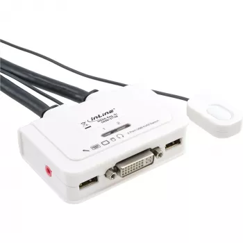 InLine KVM jungiklis 2 prievadų DVI-D USB su garsu