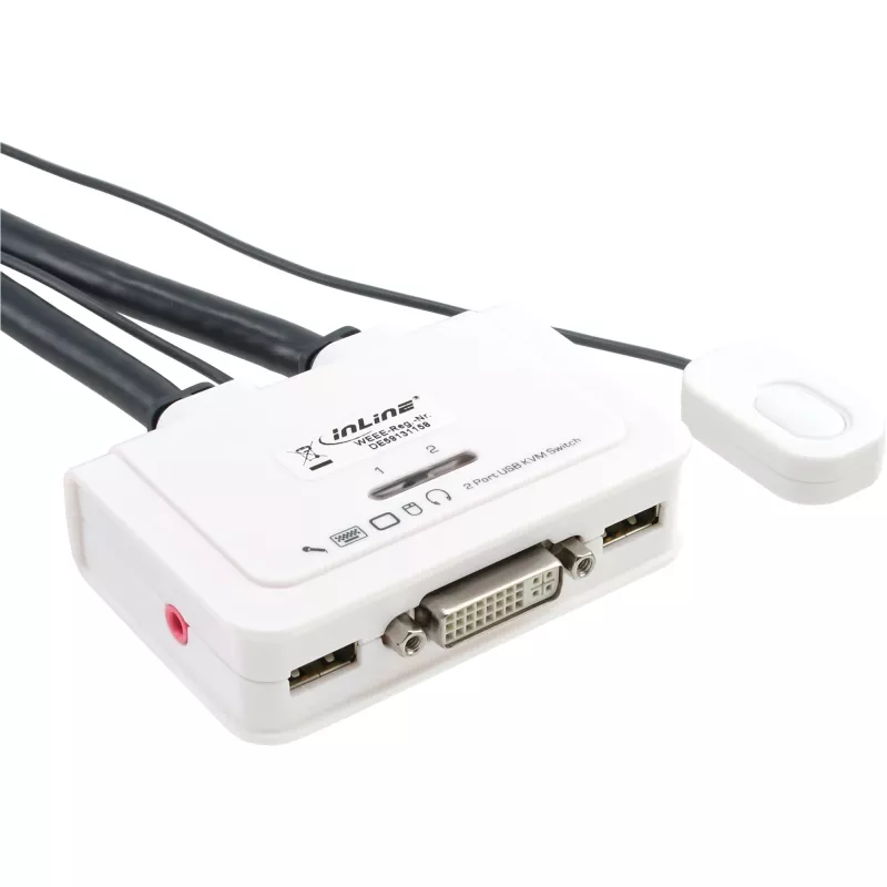 InLine KVM jungiklis 2 prievadų DVI-D USB su garsu