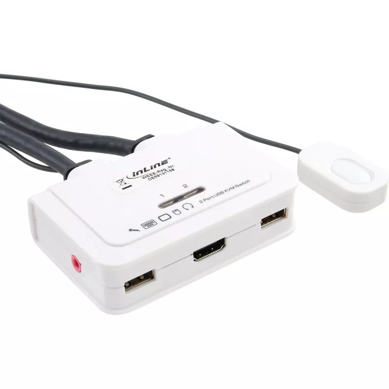 KVM jungiklis 2 prievadų HDMI USB su garsu InLine 62612I