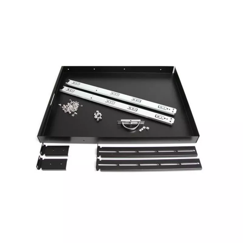 StarTech.com 1U stumdomas serverių stovo montavimo klaviatūros lentyna, 55 svarai (25 kg), 22 col. (55 cm) gylio plieninis ištraukiamas stalčius 19 colių AV, tinklo įrangos stovui