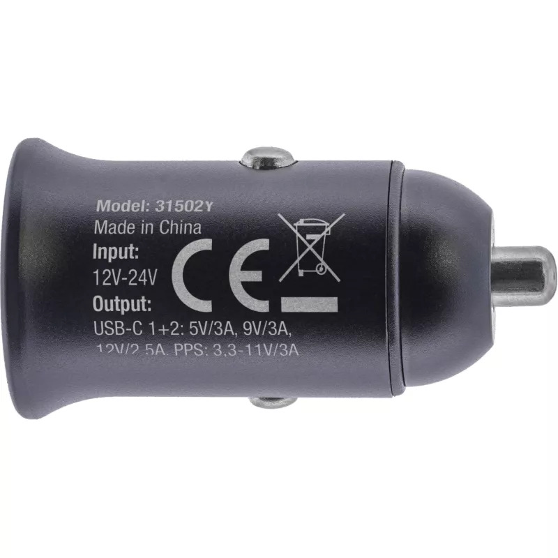 InLine USB automobilinis maitinimo adapteris su maitinimo tiekimu, 2x USB-C, juodas