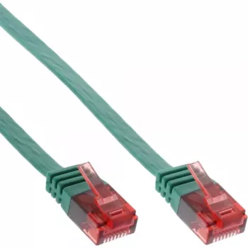 InLine Plokščias itin plonas komutacinis kabelis U/UTP Cat.6 Gigabitui paruoštas žalias 3 m