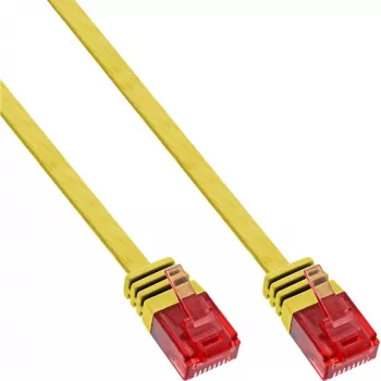 InLine plokščias itin plonas komutacinis kabelis U/UTP Cat.6 Gigabit paruoštas geltonas 3m