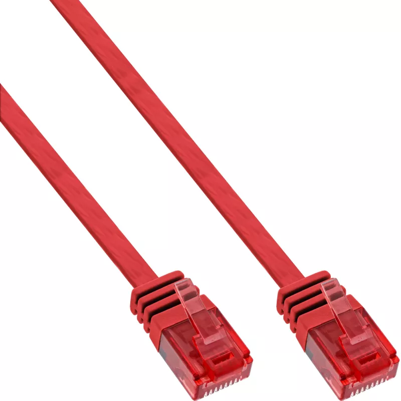 InLine plokščias Ultraslim komutacinis kabelis U/UTP Cat.6 Gigabit ready red 10m