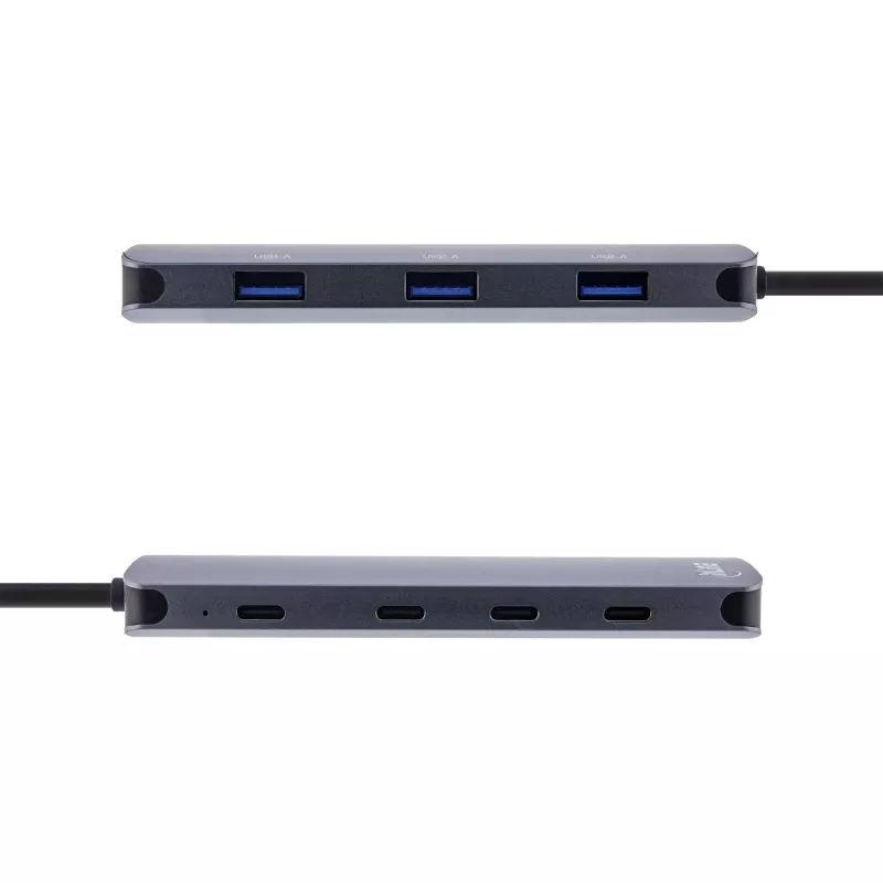 InLine USB 3.2 Gen.2 šakotuvas, 4x USB-C + 3x USB-A, PD 100W, aliuminis, pilkas