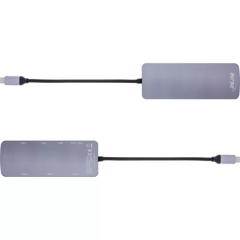 InLine USB 3.2 Gen.2 šakotuvas, 4x USB-C + 3x USB-A, PD 100W, aliuminis, pilkas