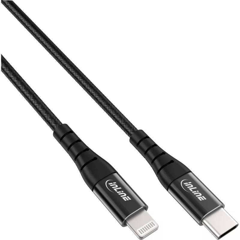 InLine USB-C Lightning laidas, skirtas iPad, iPhone, iPod, juodas/aliuminis, 2 m MFi