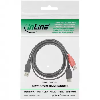USB 2.0 Y laidas 2x A tipo kištukas/lizdas InLine 34510Z 0,2 m