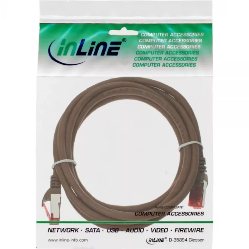 InLine komutacinis kabelis S/FTP PiMF Cat.6 250MHz PVC varis rudas 25m