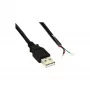 InLine USB 2.0 laidas, A tipo kištukas / atviri galai, juodas, 2 m