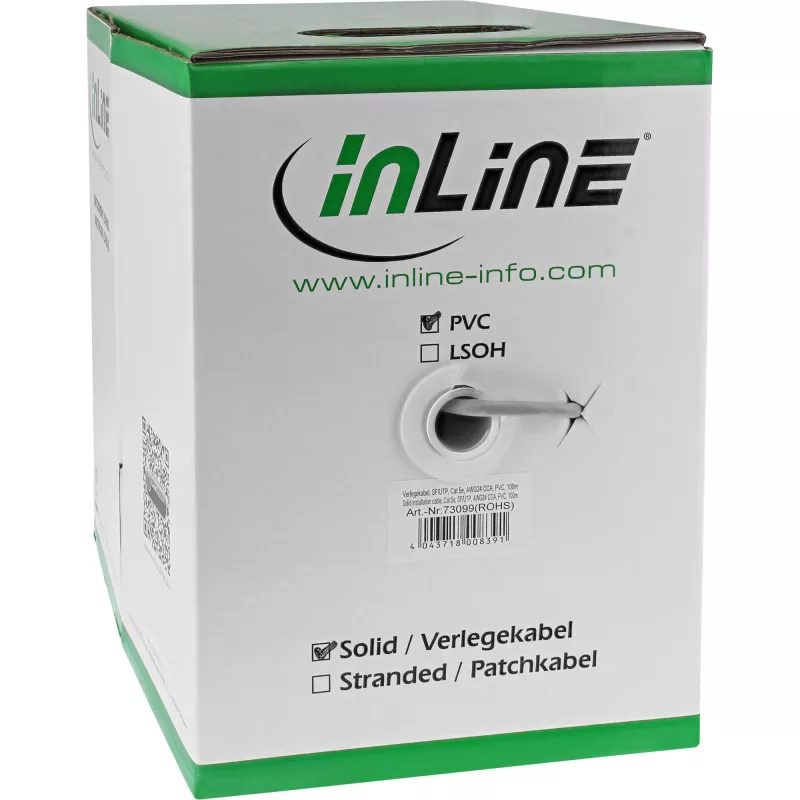 InLine Solid Installation kabelis SF/UTP Cat.5e AWG24 CCA PVC 500m