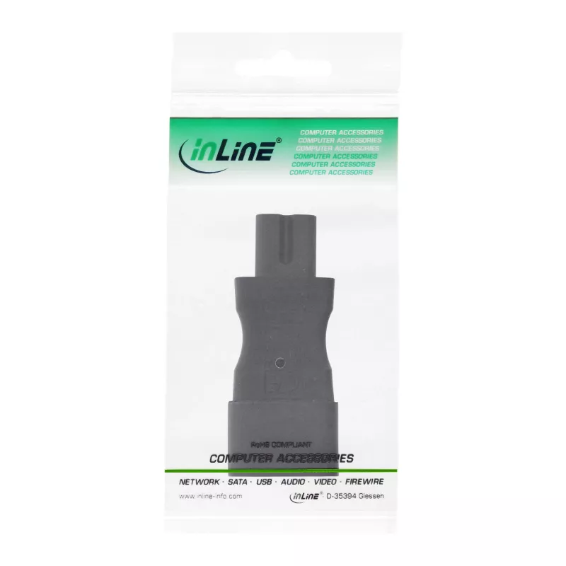 InLine maitinimo adapteris IEC 60320 C14 / C7, 3 kontaktų IEC įrenginys į 2 kontaktus