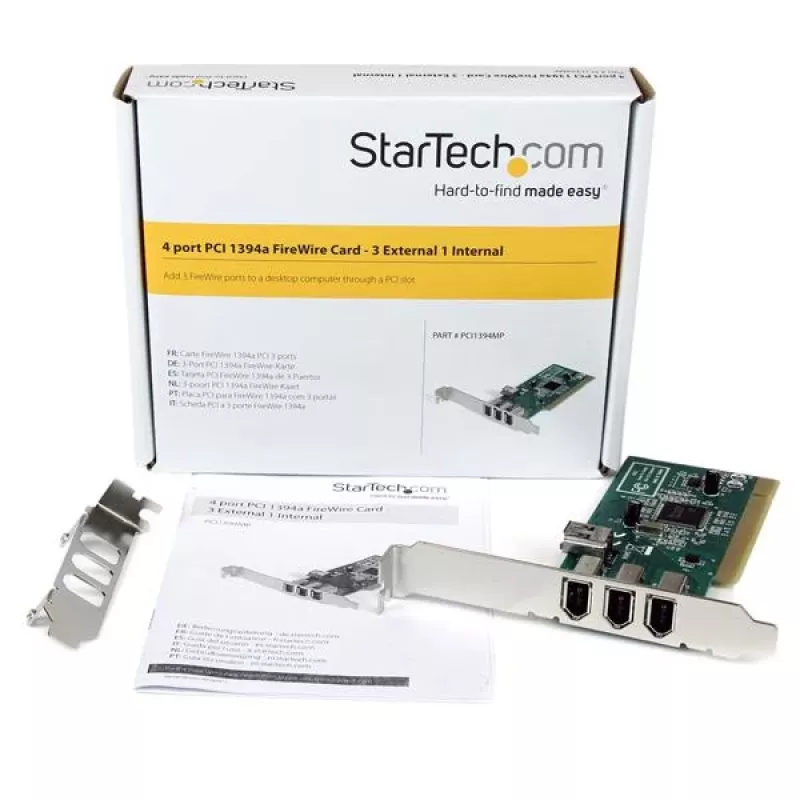 StarTech.com 4 prievadų PCI 1394a FireWire adapterio plokštė - 3 išoriniai 1 vidinis