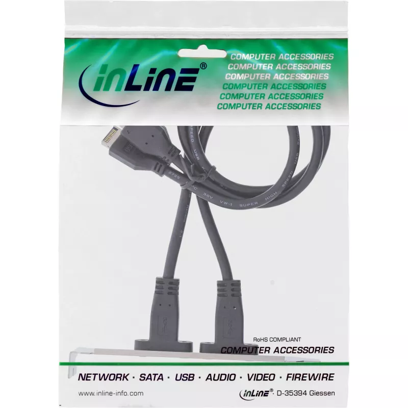 InLine lizdo kronšteinas USB-C į USB 3.2 priekinio skydelio Key-A vidinis, 0,5 m