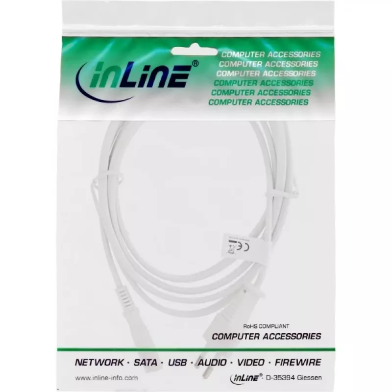 InLine maitinimo laidas, Euro kištukas / Euro8 kištukas, baltas, 1,5 m