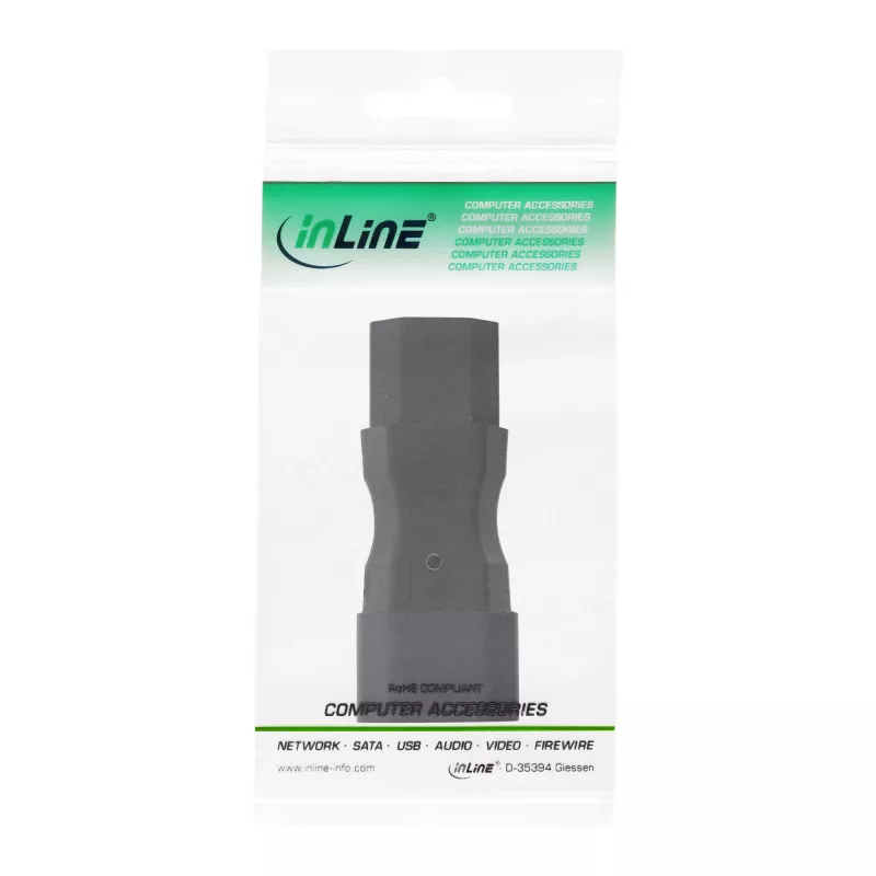 InLine maitinimo adapteris IEC 60320 C14 / C13, 3 kontaktų, šaltosios įrangos maitinimui