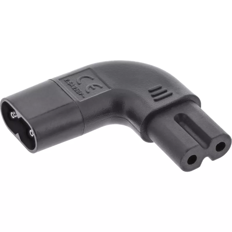 InLine maitinimo adapteris IEC 60320 C8 / C7, kampuotas kairėn/dešinėn 2 kontaktų