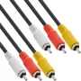 InLine AV kabelis 3x RCA kištukas / kištukas 3m, 3 x RCA, 3 m, Juoda