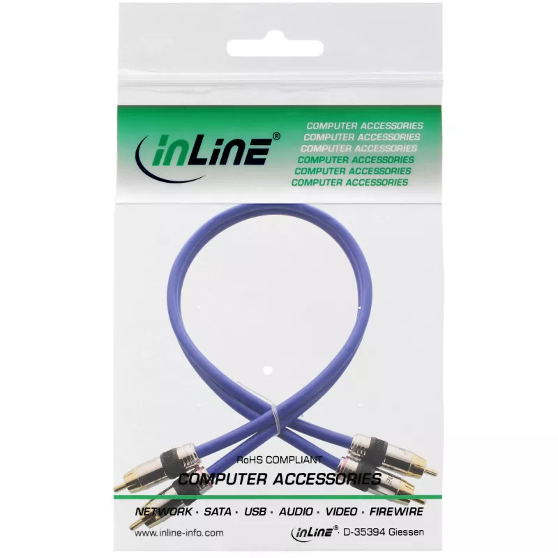 InLine Premium RCA Audio kabelis 2x RCA kištukas / kištukas auksuotas 0,5 m