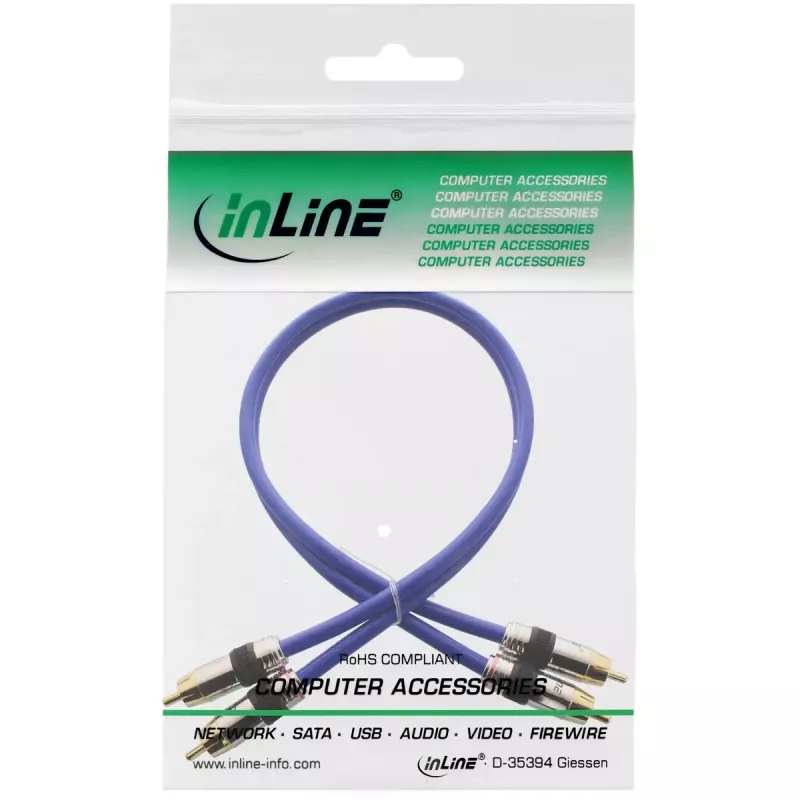 “InLine Premium” RCA garso kabelis, 2x RCA lizdai / kištukai, auksuoti, 20 m