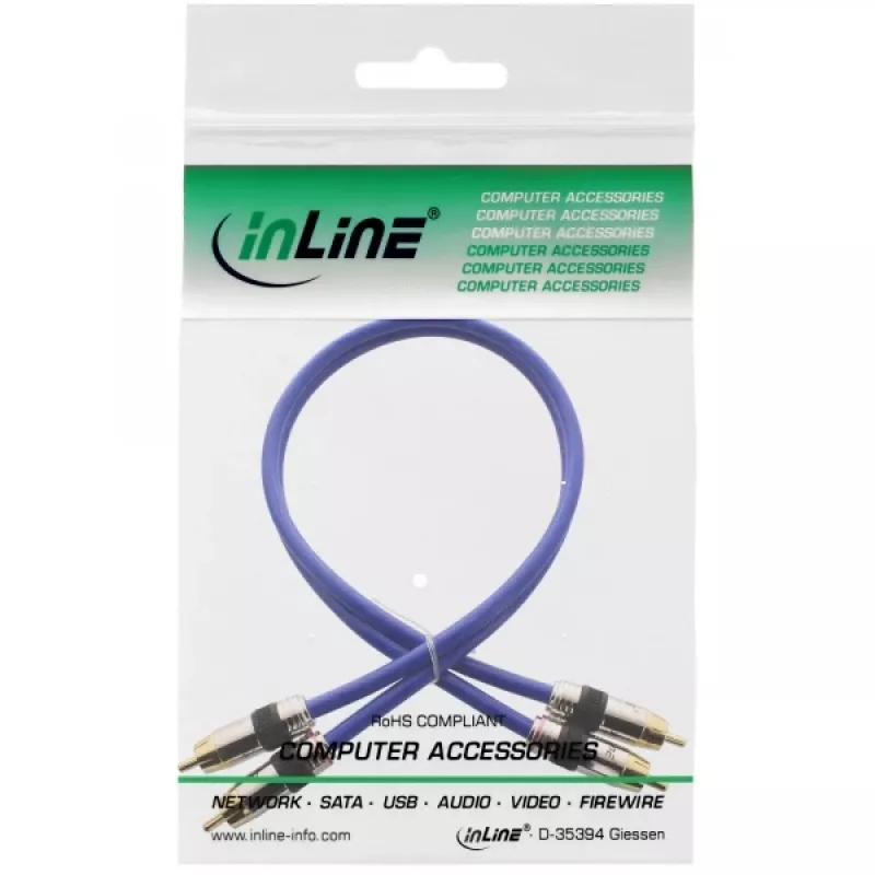 InLine Premium RCA garso kabelis 2x RCA kištukas / kištukas, auksuotas, 3 m