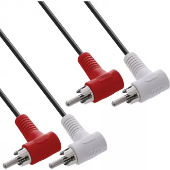 InLine garso kabelis 2x RCA M/M kampinis 1,2 m juodas 89929 Intos