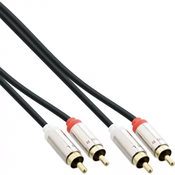 InLine plonas garso kabelis 2x RCA M/M, stereofoninis, 0,5 m, 2 x RCA, kištukas, 2 x RCA + USB, kištukas, 0,5 m, juodas