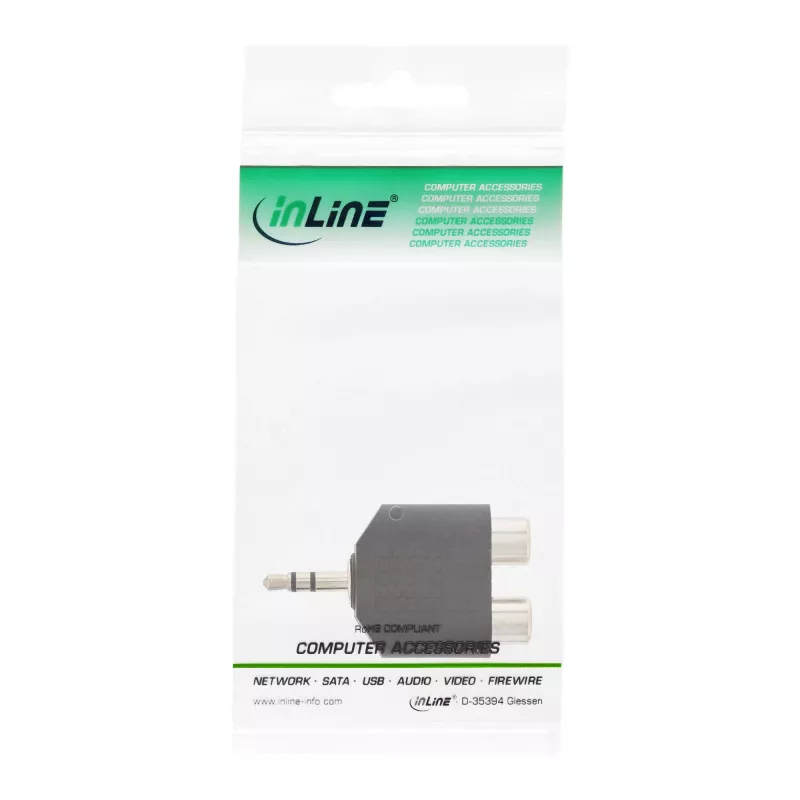 Garso adapteris 3,5 mm kištukas / 2x RCA stereo lizdas InLine 99302