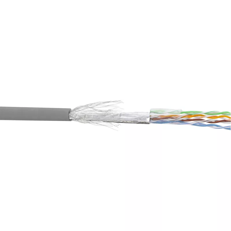 „InLine“ komutacinis kabelis SF/UTP Cat.5e AWG26 CCA PVC pilkas 100 m