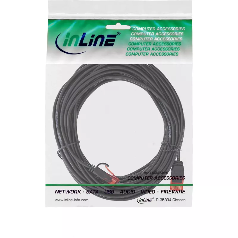 InLine plonas jungiamasis kabelis, U/UTP, Cat.6, juodas, 7,5 m