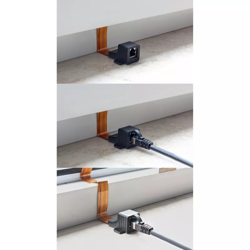InLine plonas RJ45 kabelis naudojimui per langus/duris, 2x RJ45 F/F, 1:1, neekranuotas, 0,3 m