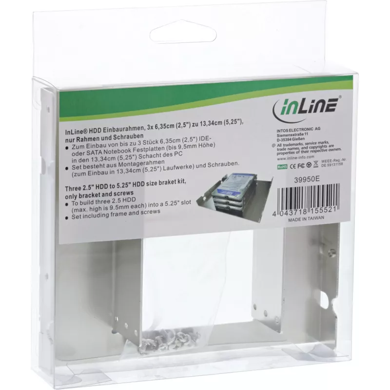 InLine laikiklių rinkinys 3x 2,5 col. HDD į 5,25 col. HDD dydžio laikikliai ir varžtai