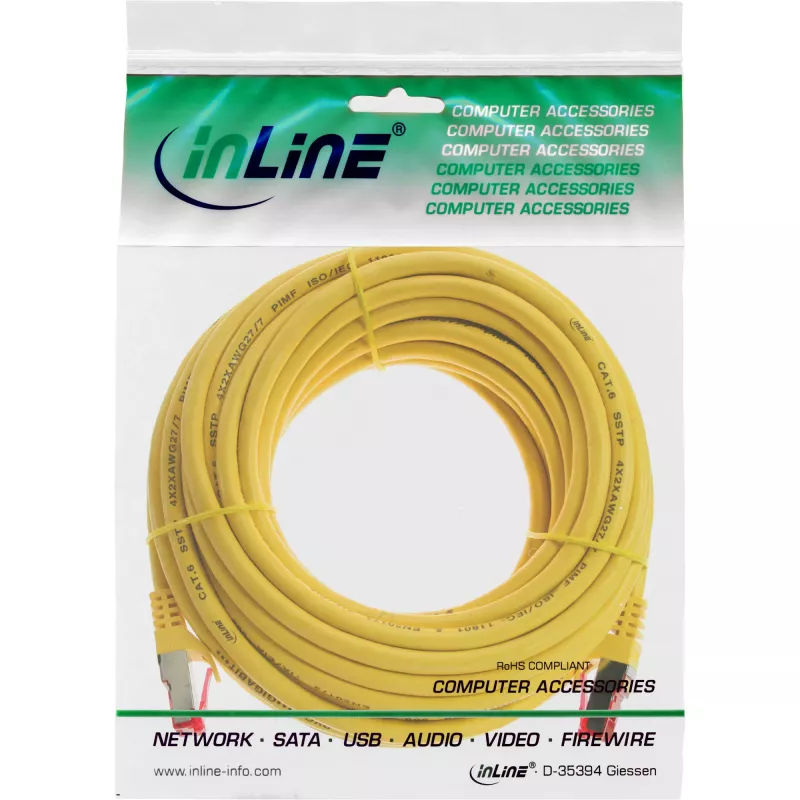 InLine komutacinis kabelis S/FTP PiMF Cat.6 250MHz PVC copper Geltona 20m