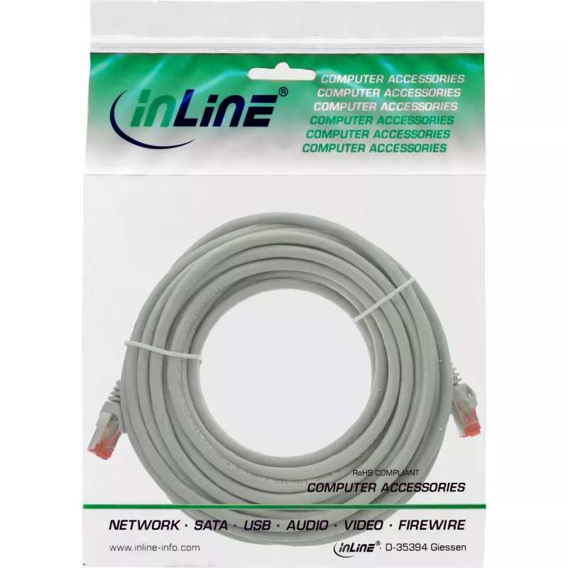 InLine komutacinis kabelis S/FTP PiMF Cat.6 250MHz PVC varis pilkas 50m