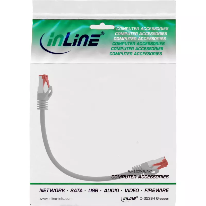 InLine jungiamasis laidas S/FTP PiMF Cat.6 250MHz PVC vario pilkas 0.3m