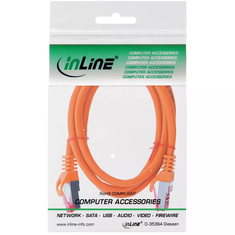 InLine komutacinis kabelis S/FTP PiMF Cat.6 250MHz PVC varinis oranžinis 1m