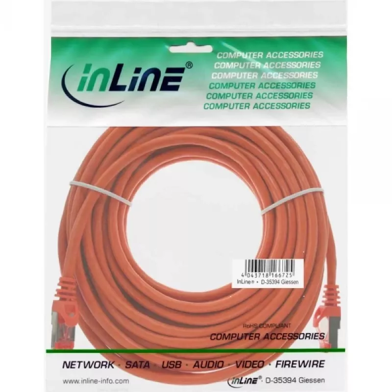 InLine komutacinis kabelis S/FTP PiMF Cat.6 250MHz PVC varis oranžinis 20m
