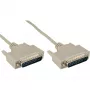 InLine nuoseklusis kabelis, lietas DB25 patinas / patinas, tiesioginis, pilkas, 10 m